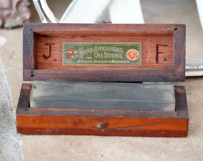 Antique Pike's Hard Arkansas Oil Stone for Jewellers, Dentists, and