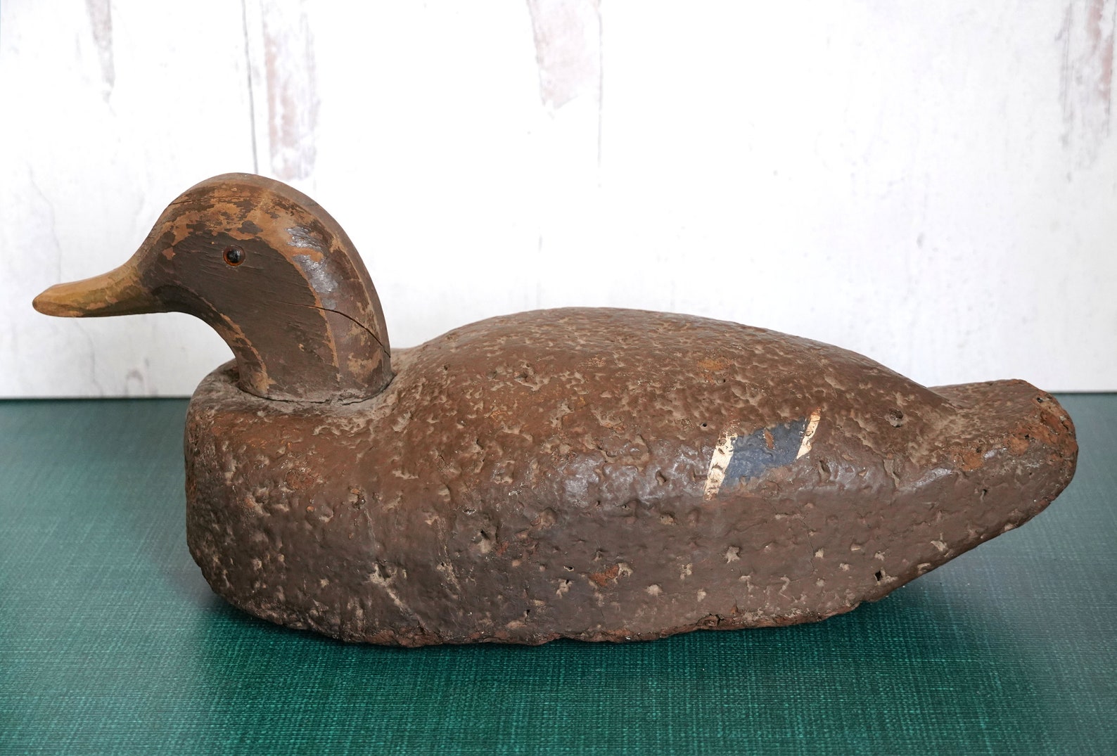 Vintage Duck Decoy Glass Eyes Weighted Swiveling Wood Head Etsy