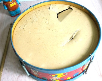 Vintage 1940s Ohio Art Tin Litho Toy Circus Drum 163, 11