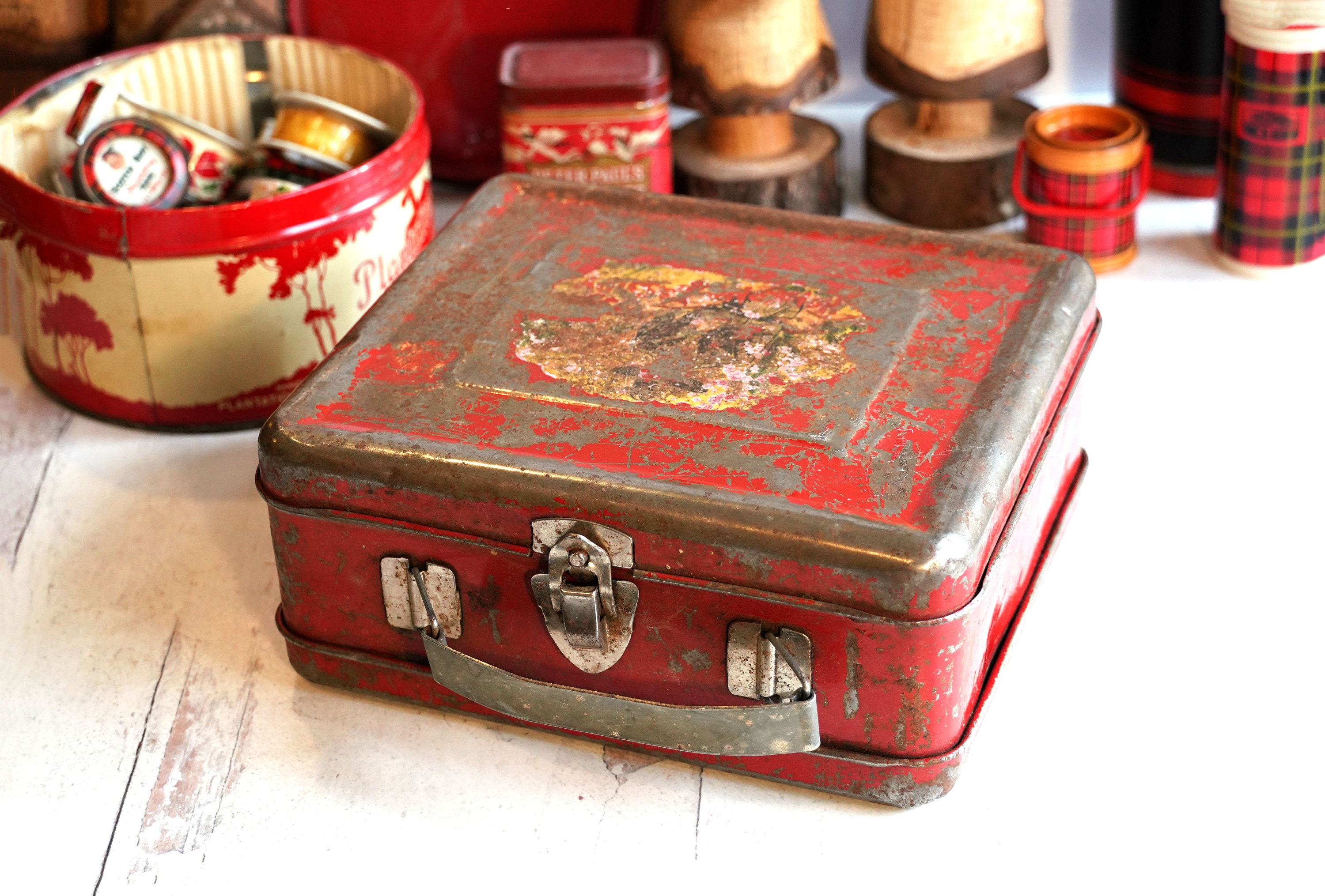 Vintage 1950s Rusty Crusty (but Clean) Red Metal Hopalong Cassidy