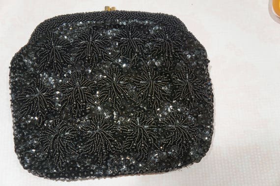 Vintage Mr. John Hand-Beaded Black Clutch/Shoulde… - image 2