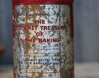 Vintage 1950s Calumet Baking Powder 1 Lb Tin, Metal Lid