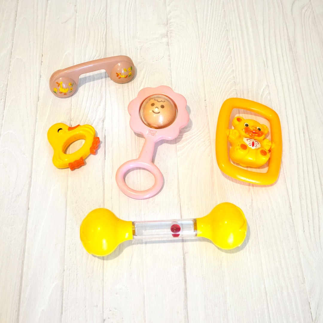 Vintage 1950s - 70s Lot of 5 Baby Rattles Retro Baby Nursery, Shower ...
