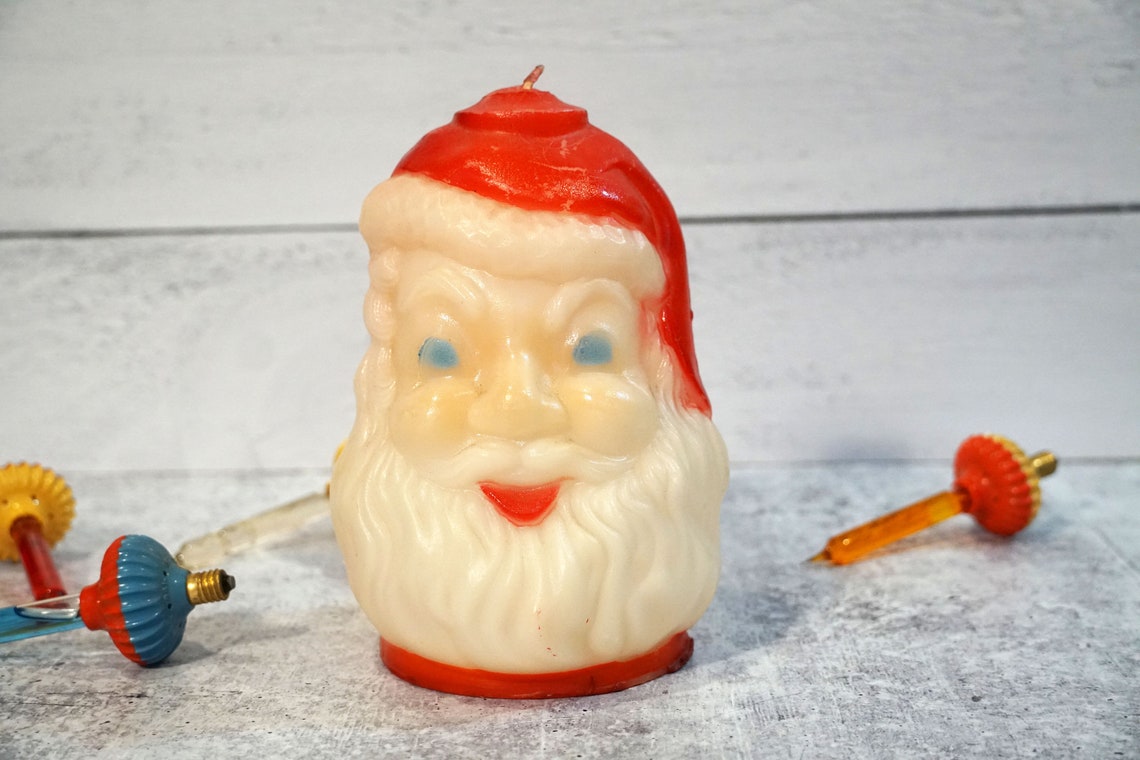 Vintage MCM Gurley Large Santa Head Candle 6 1/2 Etsy