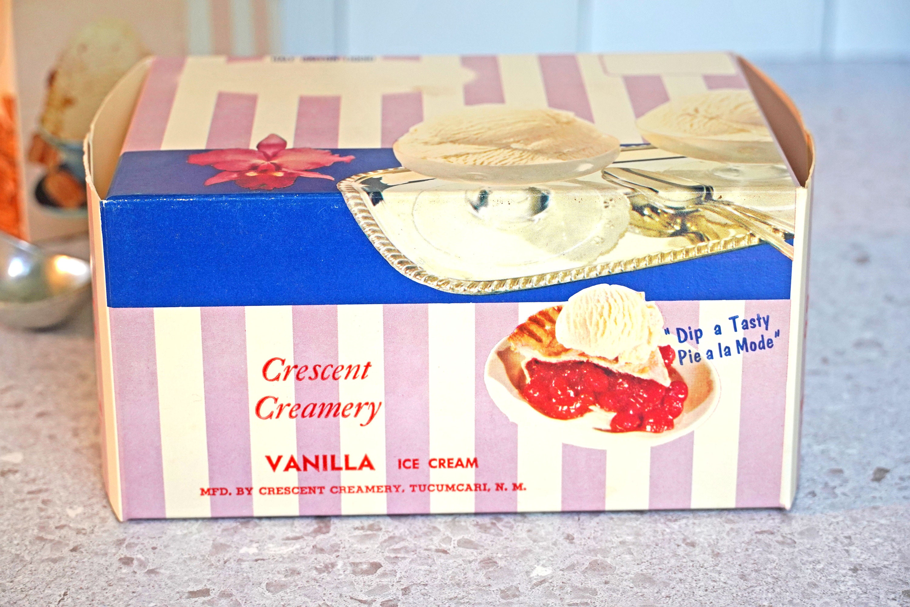 Vintage 1960s NOS Crescent Dairy Vanilla Ice Cream Container