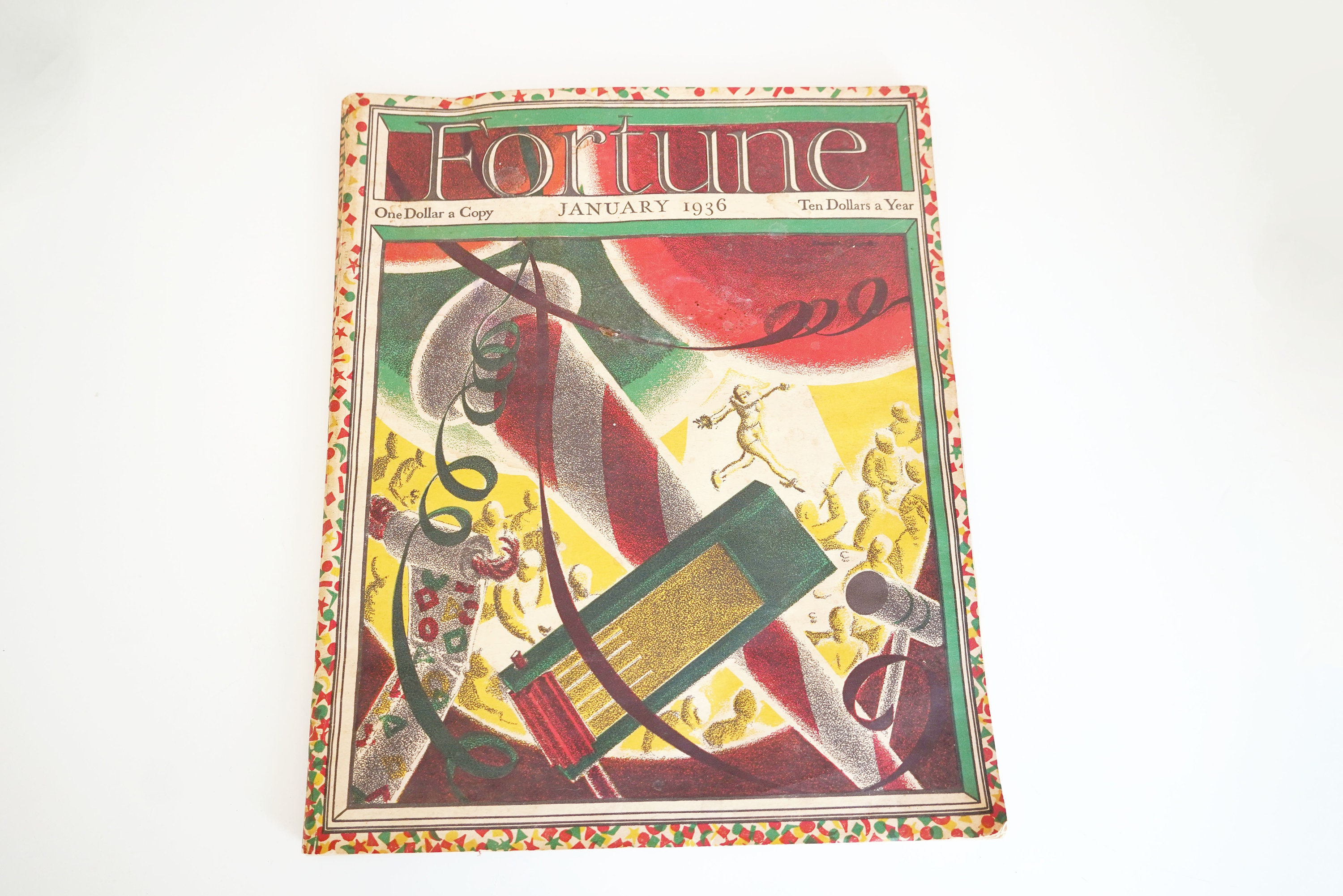 Vintage January 1936 Fortune Magazine, Volume XIII, No 1, Norman Reeves Cover, Miami Feature with Watercolors, 30s Advertising, Ephemera