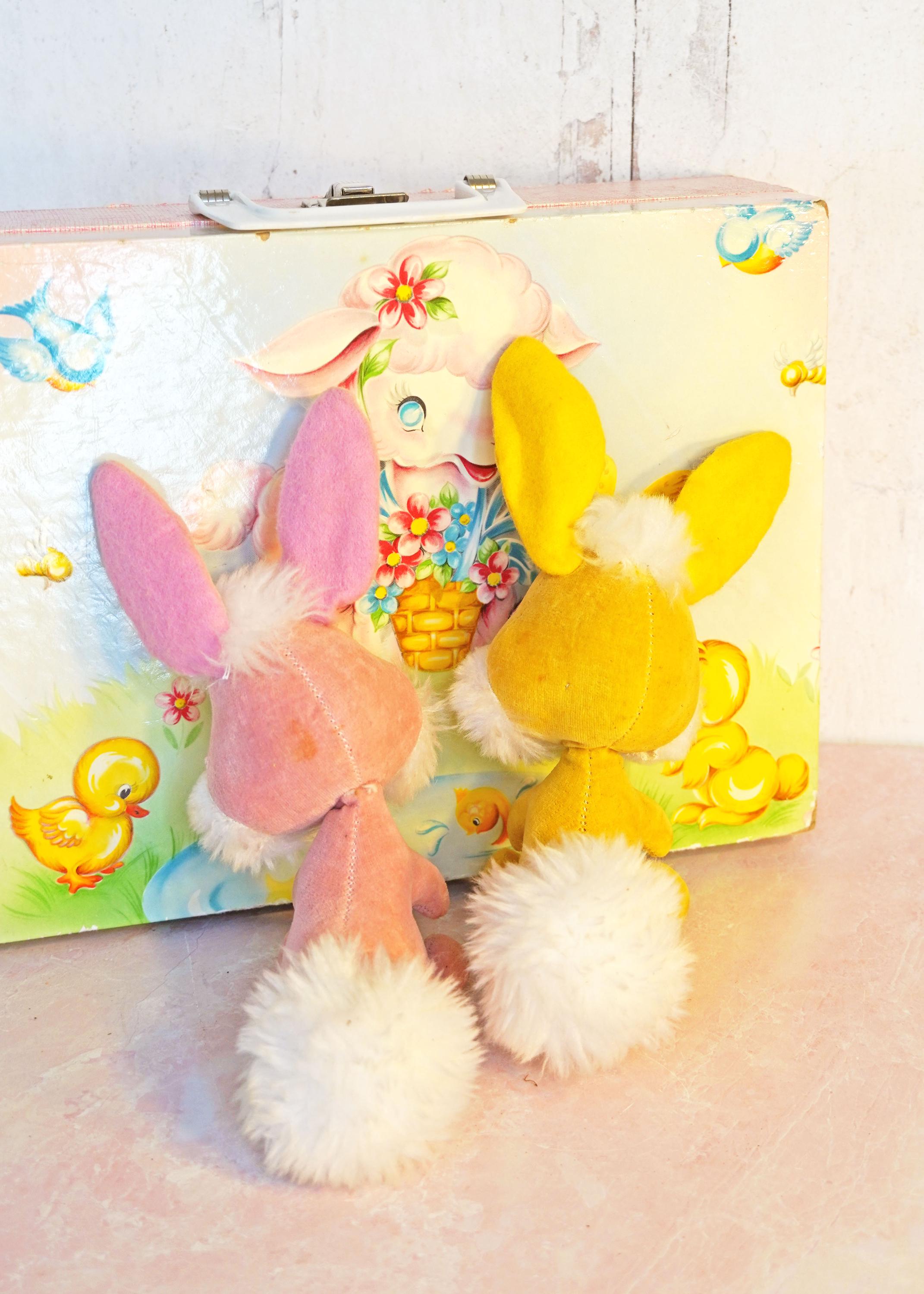 Vintage 1970 Kamar Stuffed Easter Bunnies, Pink & Yellow, 7 1/2 ...