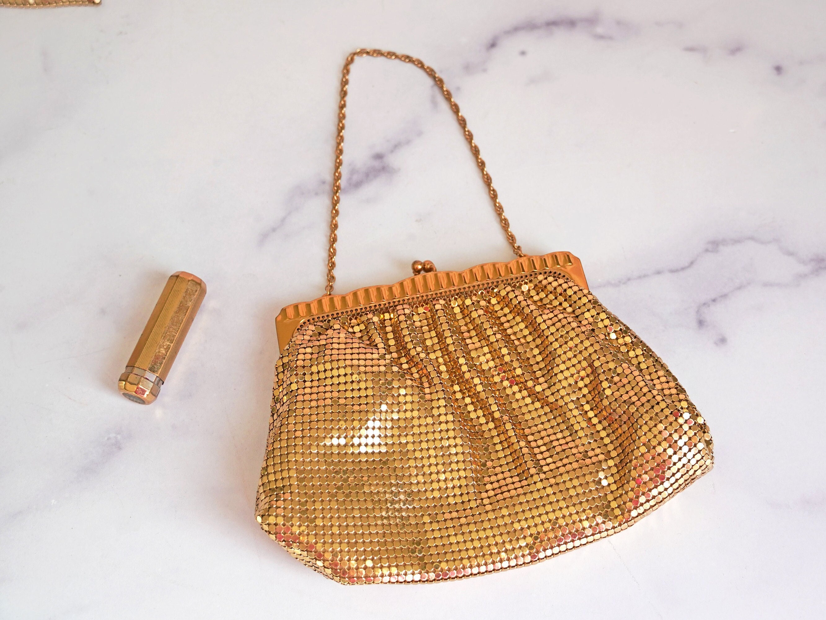 Vintage Whiting & Davis Gold Mesh Kelly Style Handbag/Purse - Daisy Lain