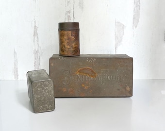 Antique Walter Baker Breakfast Cocoa 1/2 lb Tin Embossed Lid, Baking Powder Tin, Sanitary Foods, Tin Box, Primitive Rustic, Kitchen Decor