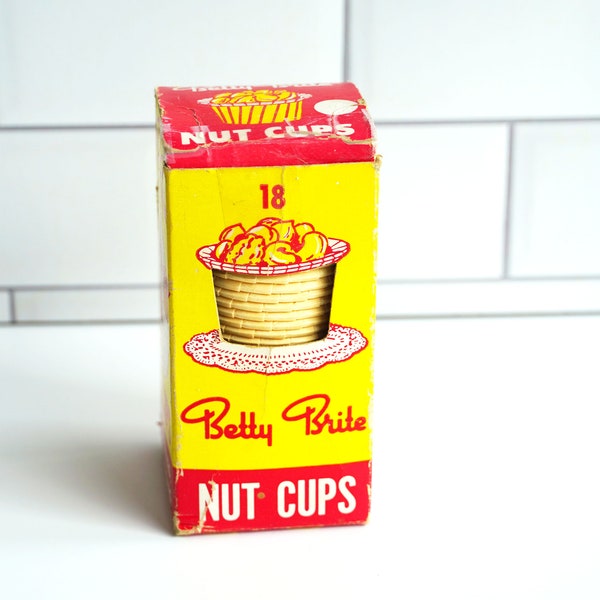 Vintage 1950s Betty Brite Nut Cups, Retro Mid Century Packaging, Charming 50s Illustrations, Party Decor, Display, Advertising Collectible