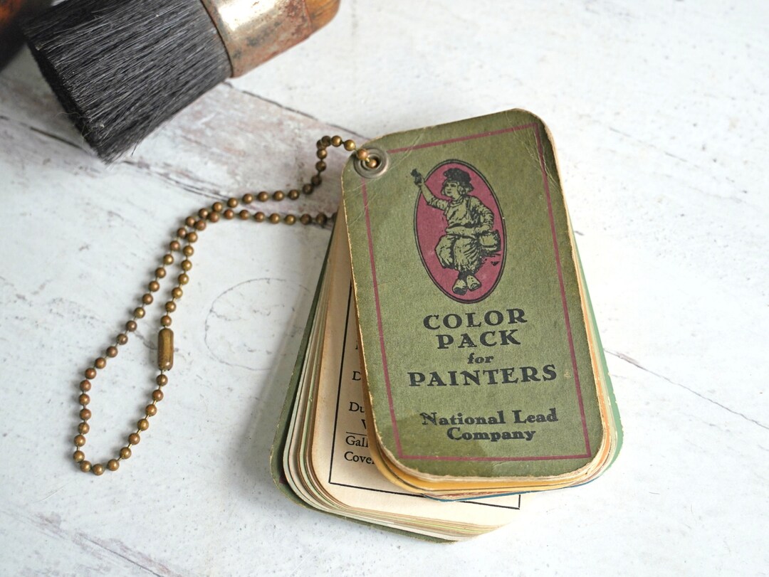Antique National Lead Company Dutch Boy Paint Sample Cards on Brass ...