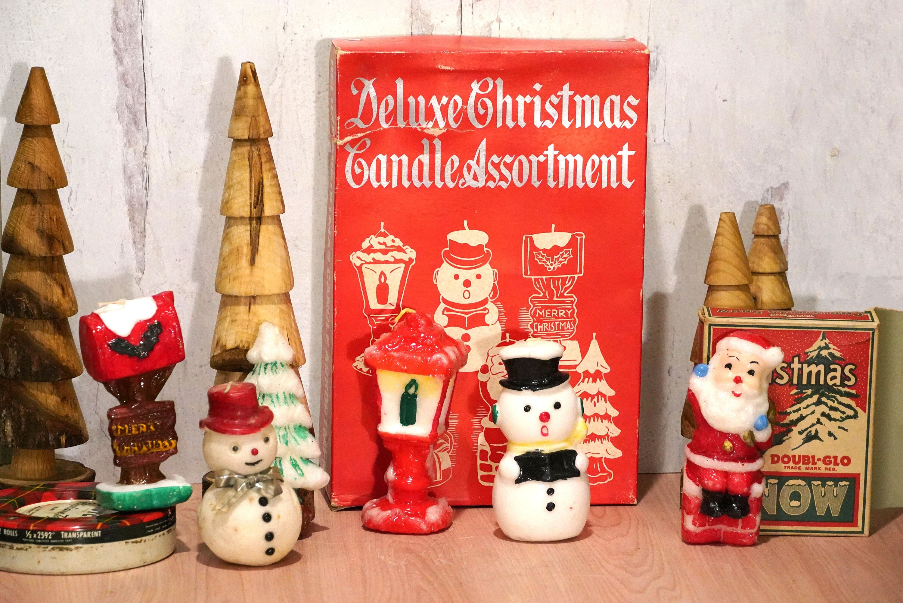 パール様⭐︎夏とクリスマスの置物 Vintage 1950s Deluxe Christmas Candle Assortment, Set of 6