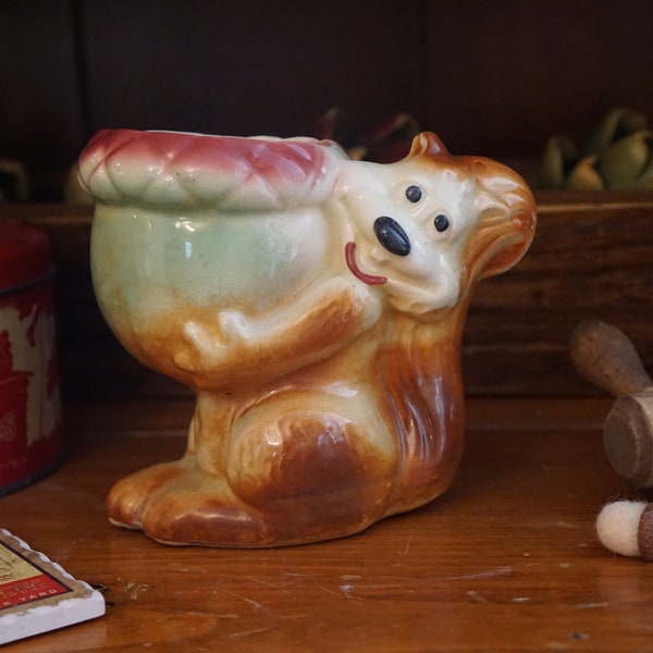 Vintage 1950s Shawnee Happy Little Squirrel with HUGE Acorn Planter - Vivid Shawnee Colors