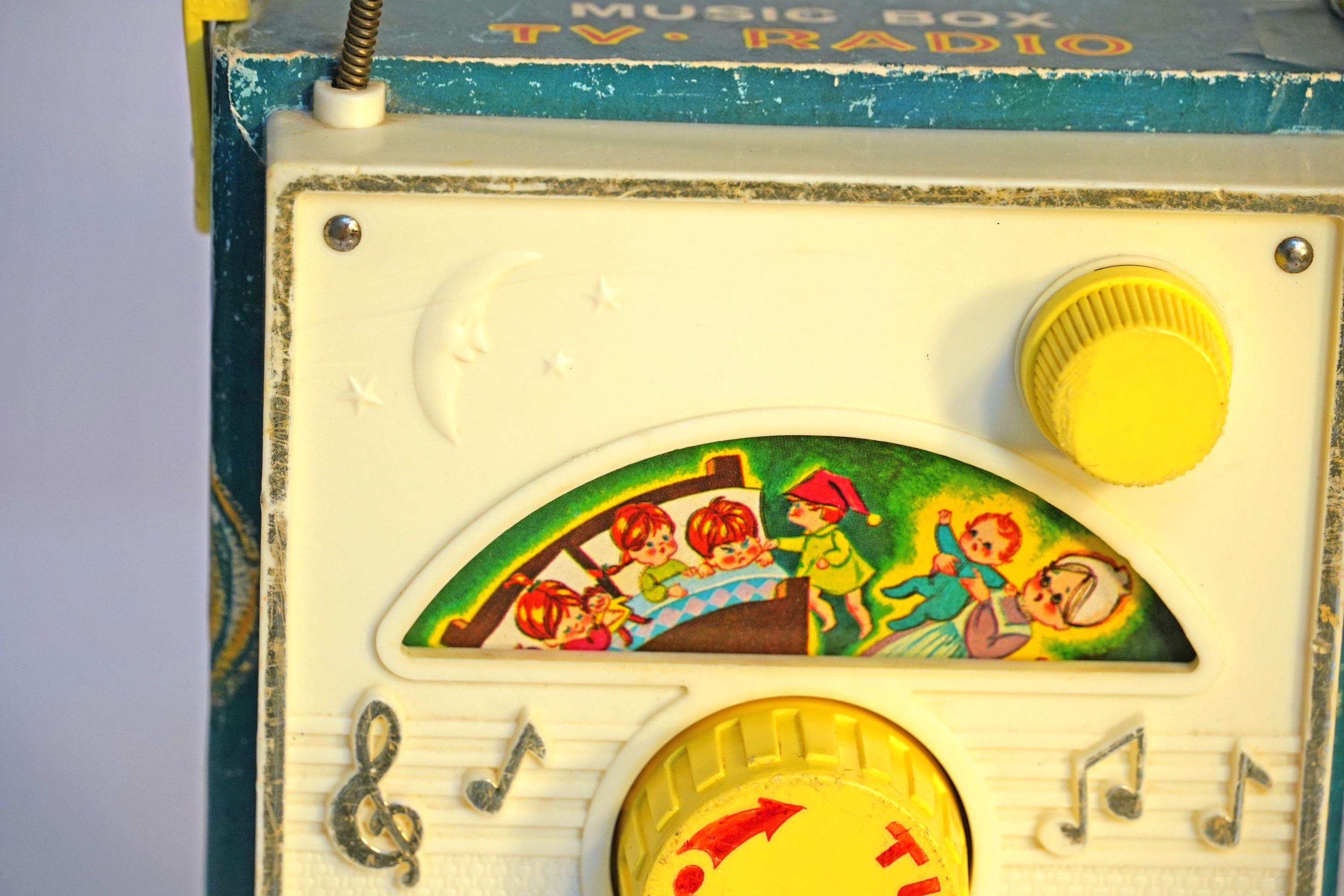 60's vintage「FISHER PRICE」ピーカブー　TV オルゴール Vintage Fisher Price Double Screen Color TV Music Box Toy