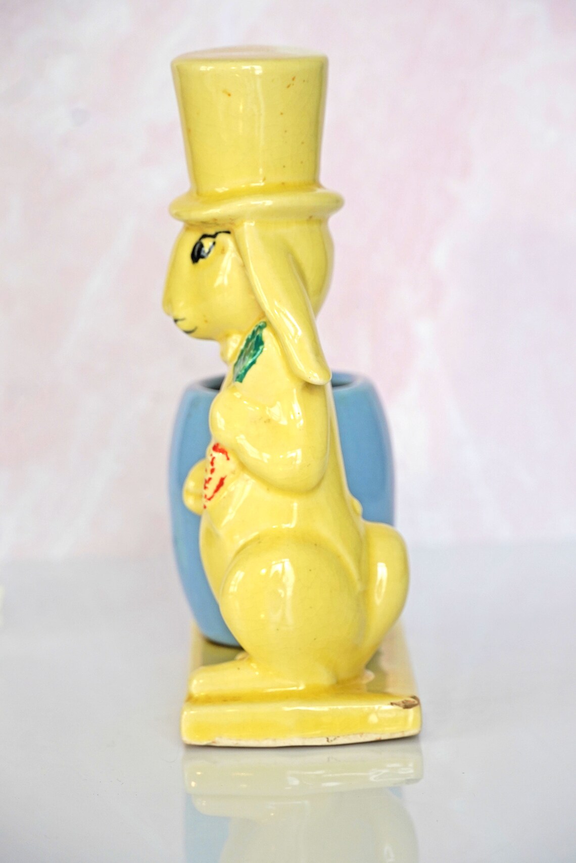 Vintage Morton Ceramic Yellow Rabbit in Top Hat With Blue Egg - Etsy