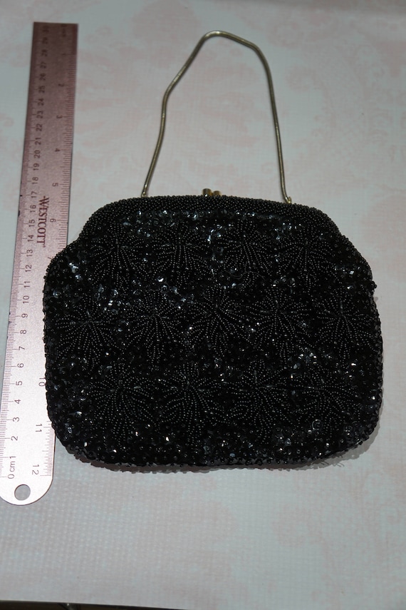 Vintage Mr. John Hand-Beaded Black Clutch/Shoulde… - image 8