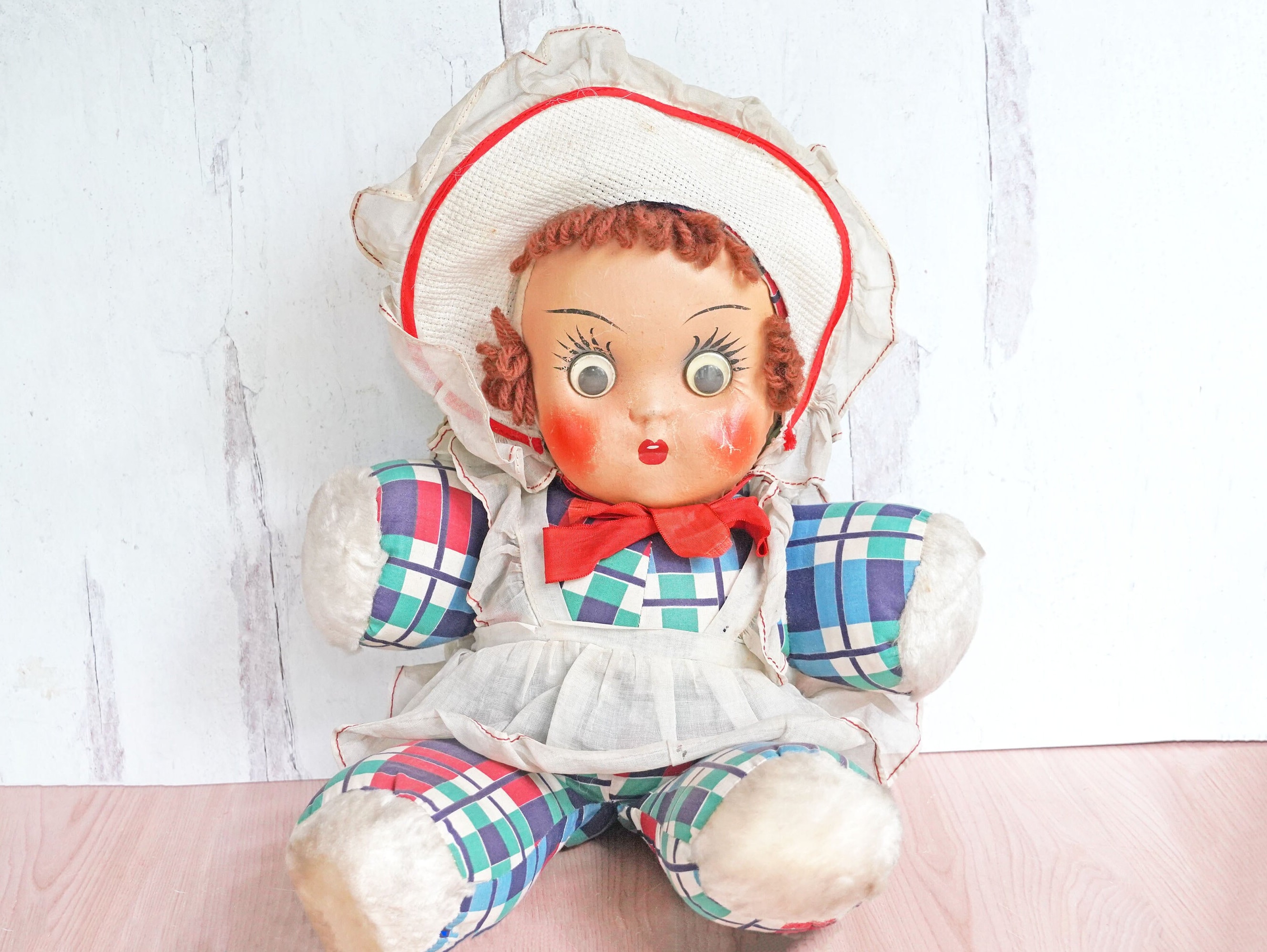 【antique doll】lithograph vintage 1950's BABY BOOMER ANTIQUE DOLLS GIRL CHILD PHOTO VINTAGE