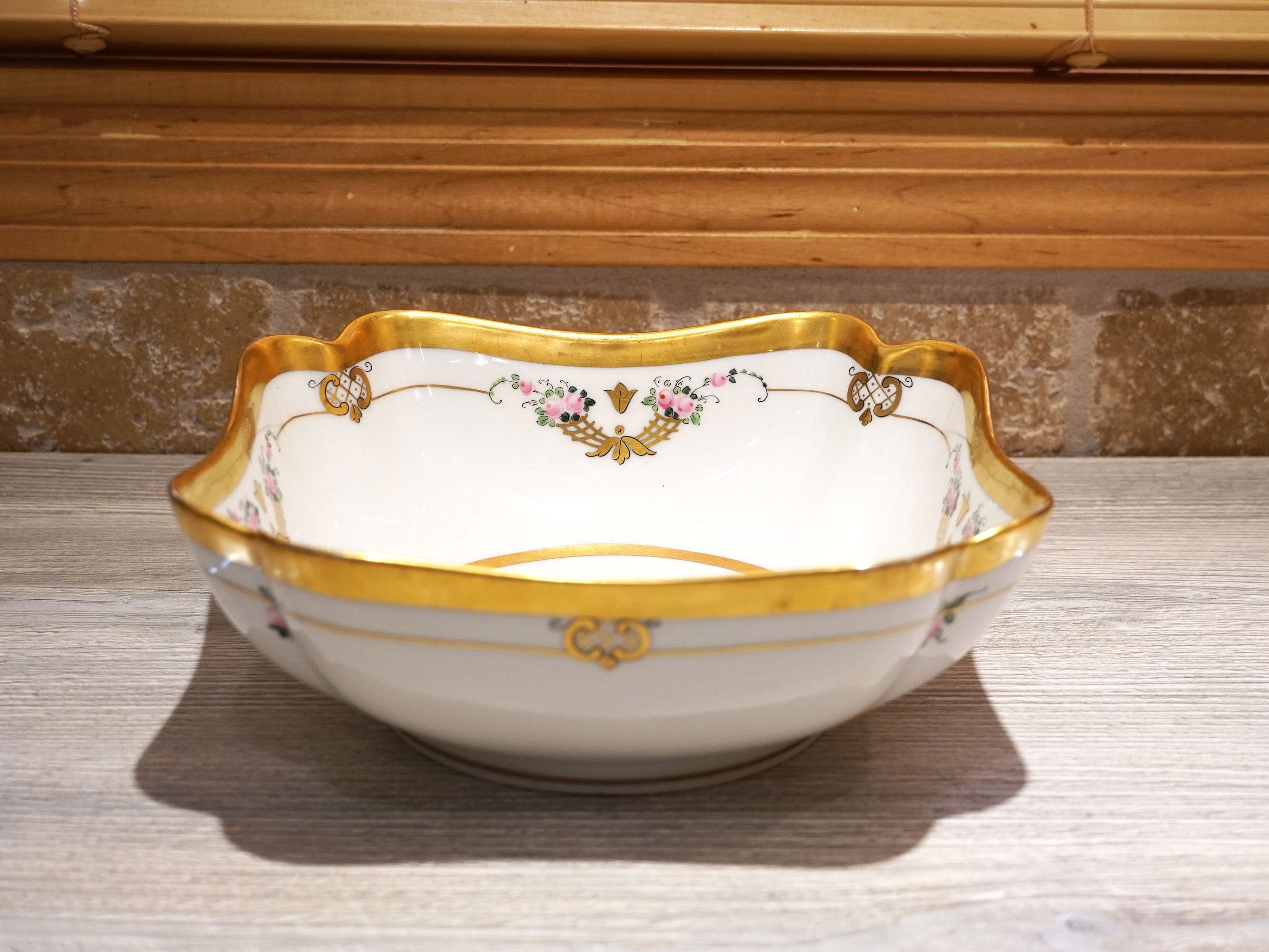 Antique W A Pickard Hand-painted China Serving Bowl, Scalloped Rim