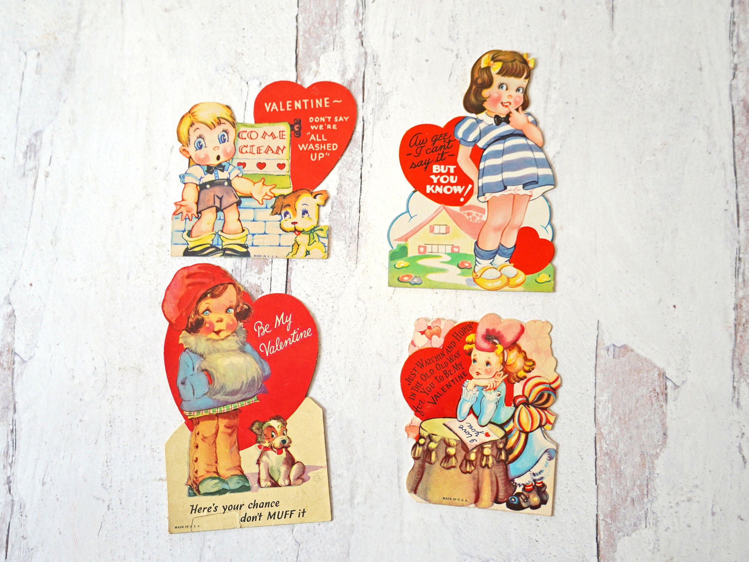 Vintage Valentines Day Card 1950s 1940s For Wife Funny Charm Craft Bald  Glasses