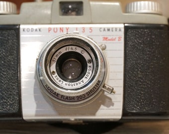 Vintage 1950 Kodak Pony 135 B Camera With Strap & Leather