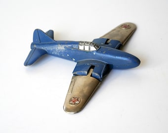 Vintage 1957 Hubley Kiddie Toy Die cast Blue Silver Jet Fighter 430 Folding Wing Red Stars 6 1 2 Collectible Hubley Planes Etsy