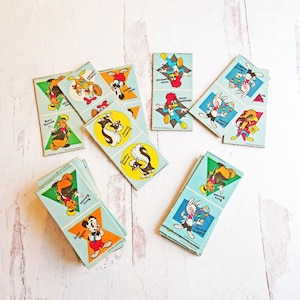 Vintage 1958 Woody Woodpecker Picture Dominoes Games, Complete, 30 Colorful Character Pressed Board Dominoes, Instructions, 1950s Cartoons