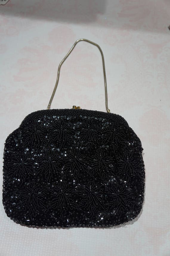 Vintage Mr. John Hand-Beaded Black Clutch/Shoulde… - image 7