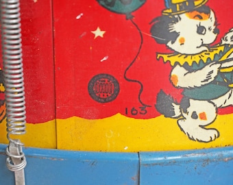 Vintage 1940s Ohio Art Tin Litho Toy Circus Drum 163, 11