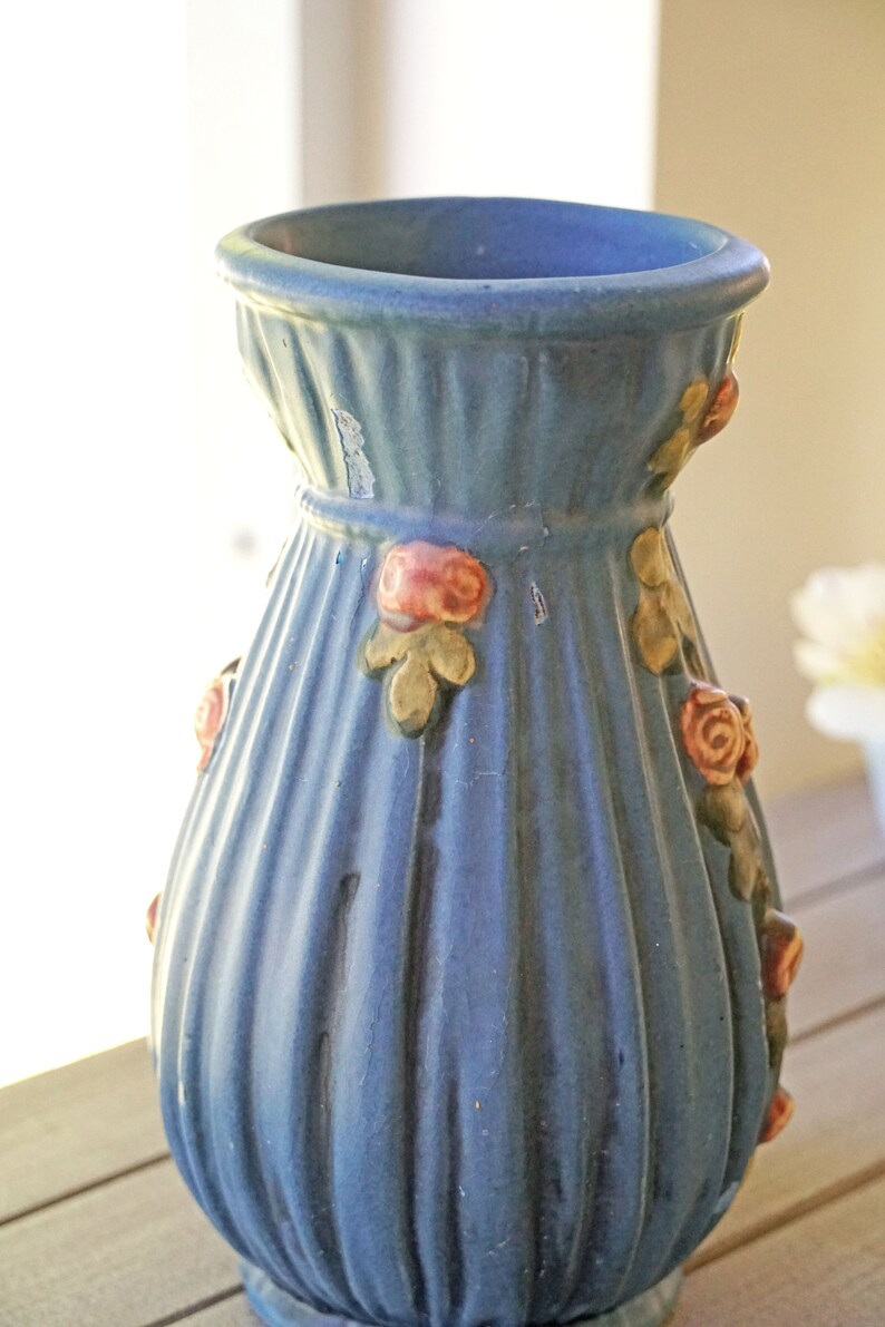 Antique 1905 1925 Weller Art Pottery Blue Drape Vase 8 | Etsy