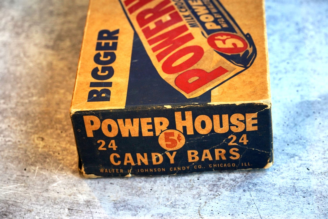 Vintage 1952 Powerhouse Milk Chocolate Candy Bar Box Walter Etsy