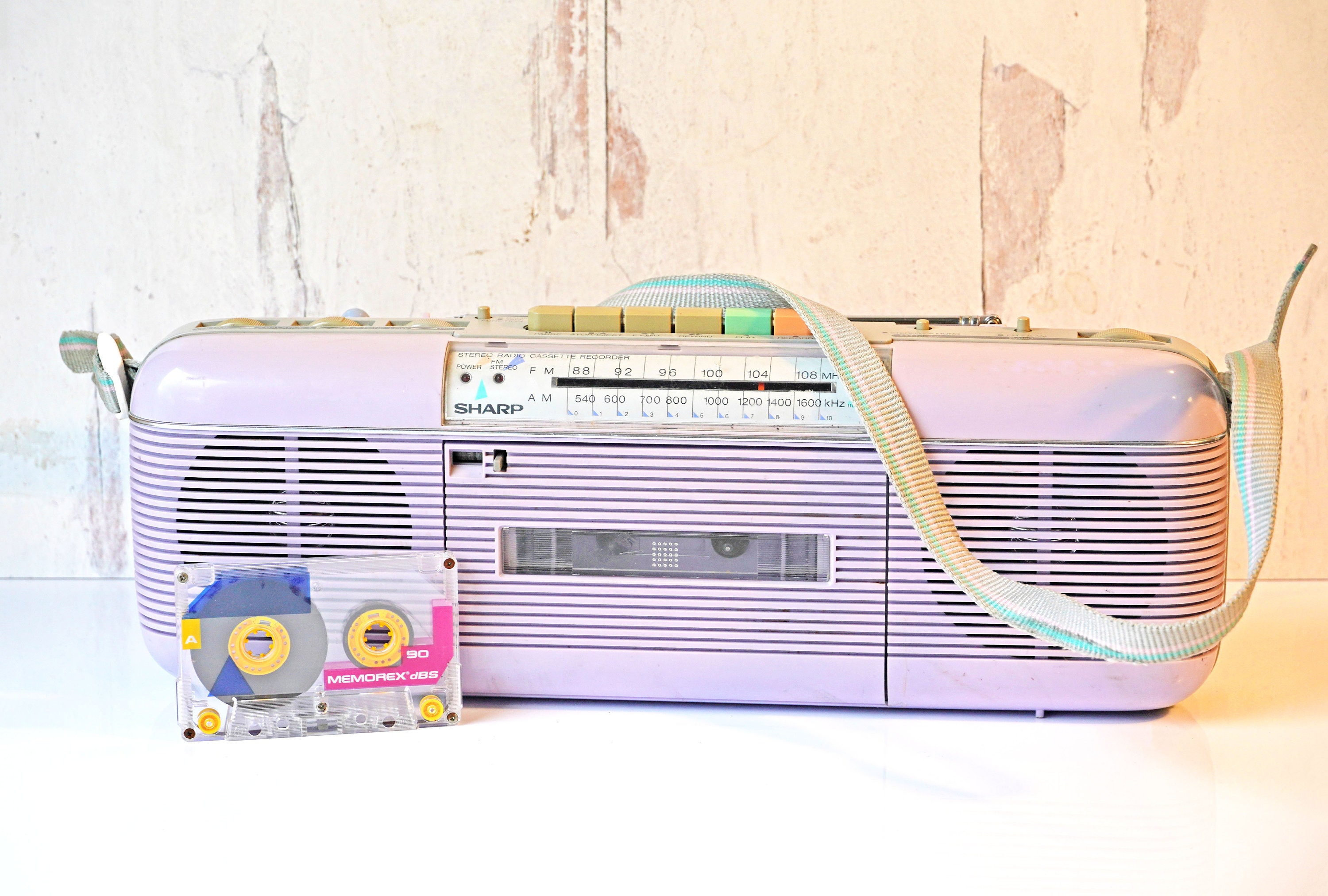 Vintage 1980s Lavender Sharp QT-50 L 2 Speaker Boom Box, Radio