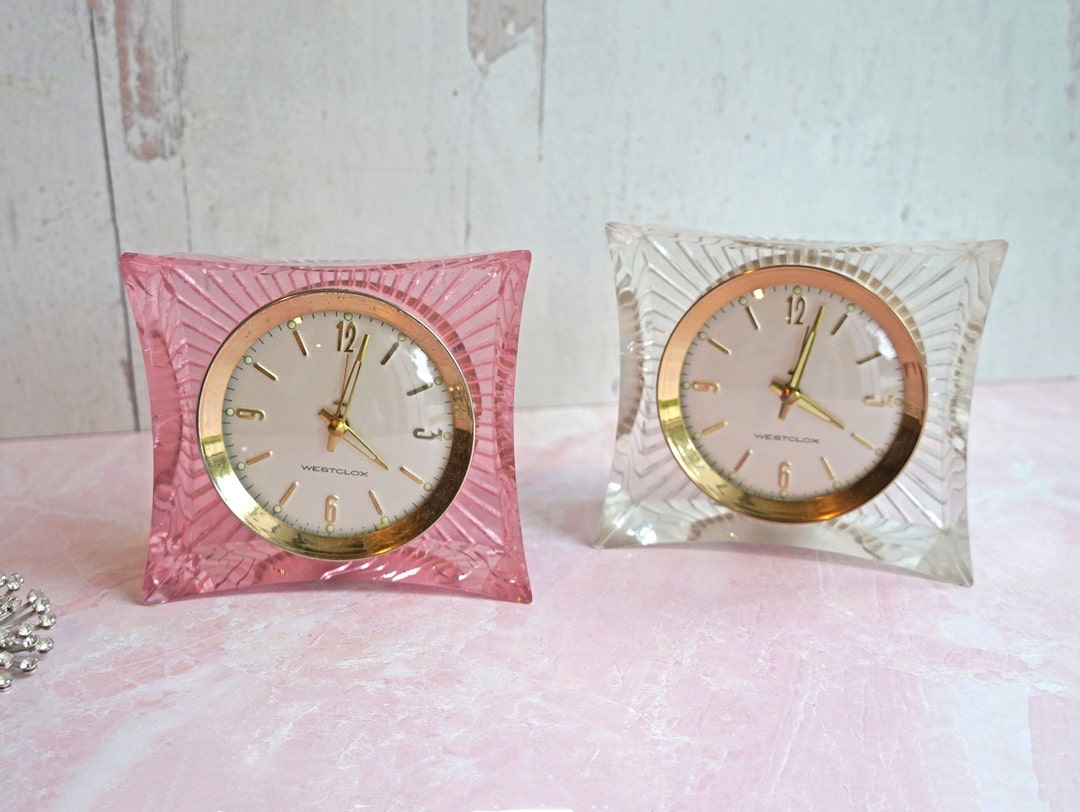 Vintage 1959 1961 Westclox Cascade Lucite Alarm Clock Pink Etsy