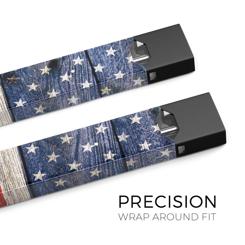 Device Not Included Premium Skin Wrap Decal for the PAX JUUL Protective Sticker Accessory Wooden Grungy American Flag