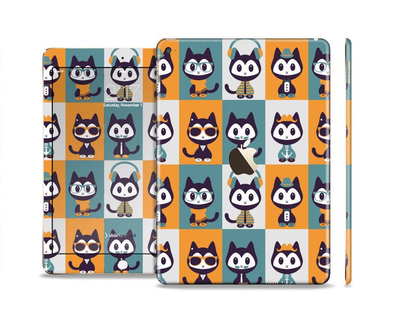 All Models Available The Retro Cats with Accessories Skin Set for the Apple iPad