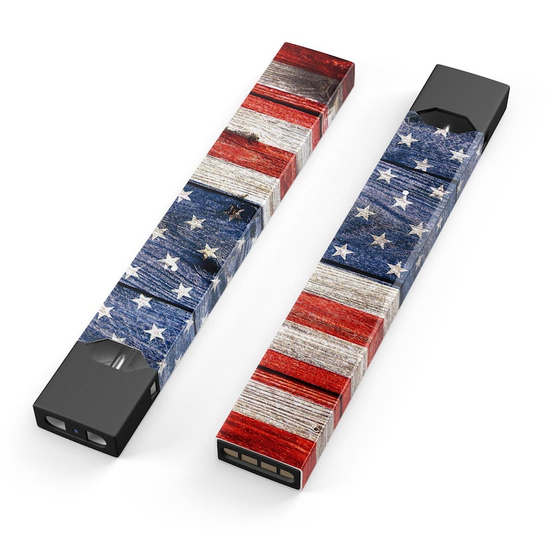 Device Not Included Premium Skin Wrap Decal for the PAX JUUL Protective Sticker Accessory Wooden Grungy American Flag