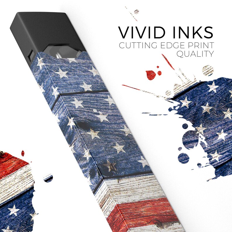 Device Not Included Premium Skin Wrap Decal for the PAX JUUL Protective Sticker Accessory Wooden Grungy American Flag