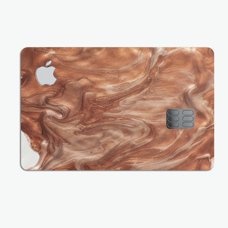 Modern Marble Copper Metallic Mix V7 Premium Protective Decal Skin-Kit for the Apple Credit Card