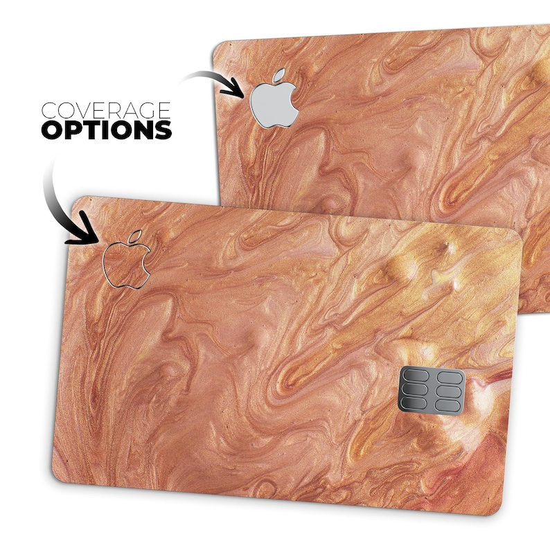 Modern Marble Copper Metallic Mix V3 Premium Protective Decal Skin-Kit for the Apple Credit Card