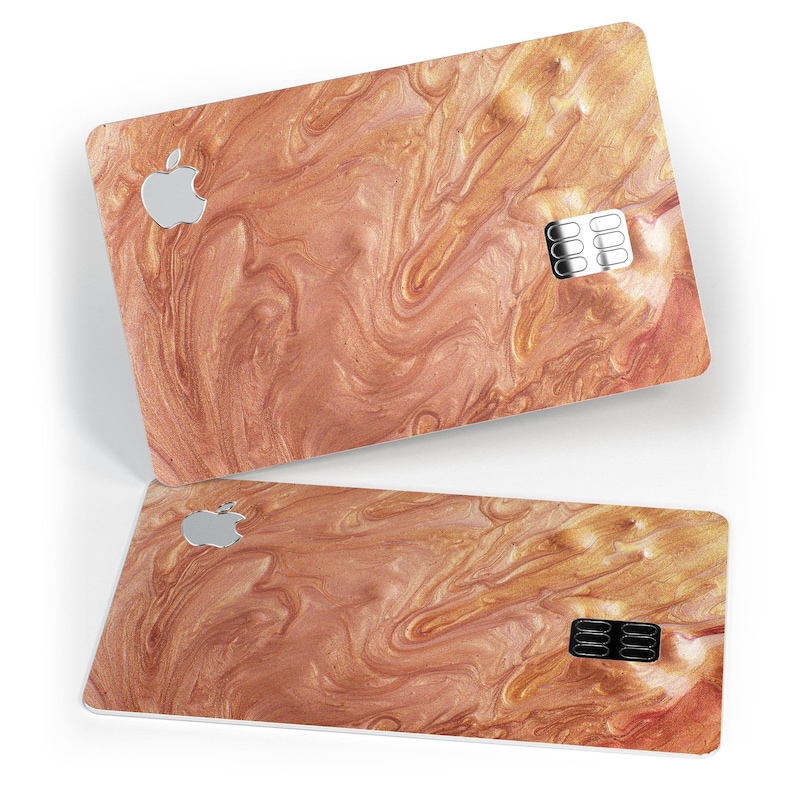 Modern Marble Copper Metallic Mix V3 Premium Protective Decal Skin-Kit for the Apple Credit Card
