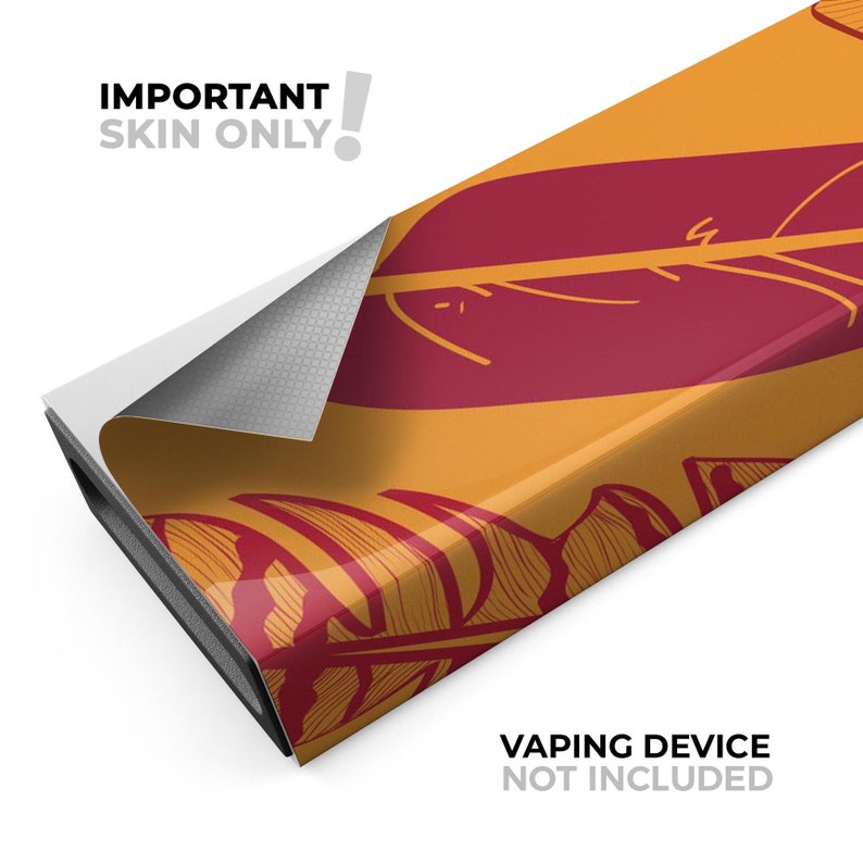 Premium Skin Wrap Decal for the PAX JUUL Orange and Red Vector Feathers Protective Sticker Accessory Device Not Included