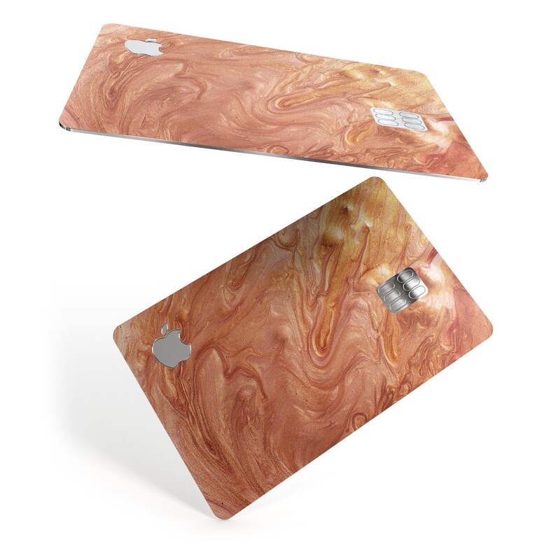 Modern Marble Copper Metallic Mix V3 Premium Protective Decal Skin-Kit for the Apple Credit Card