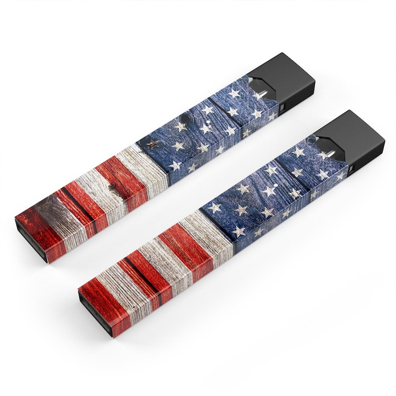 Device Not Included Premium Skin Wrap Decal for the PAX JUUL Protective Sticker Accessory Wooden Grungy American Flag