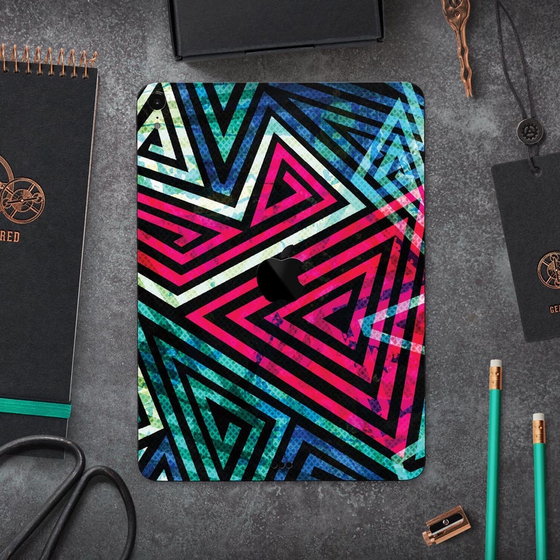 All Models Available Grungy Neon Zig Zag Shapes 10.5 Full Body Skin Decal for the Apple iPad Pro 12.9 Air or Mini 9.7 11