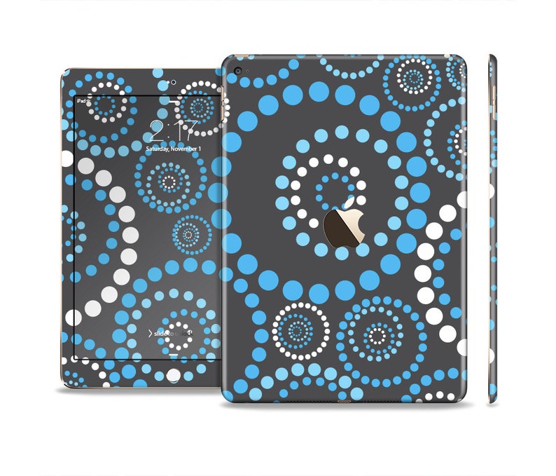 All Models Available The Retro Blue Circle-Dotted Pattern Skin Set for the Apple iPad