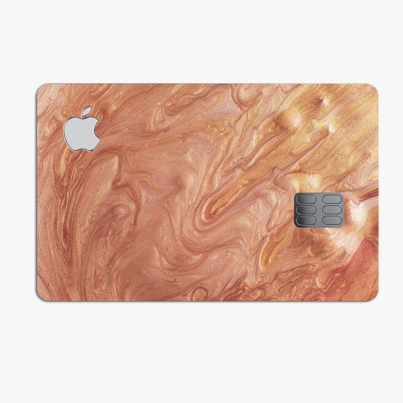 Modern Marble Copper Metallic Mix V3 Premium Protective Decal Skin-Kit for the Apple Credit Card