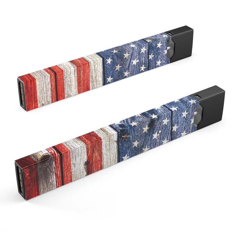 Device Not Included Premium Skin Wrap Decal for the PAX JUUL Protective Sticker Accessory Wooden Grungy American Flag