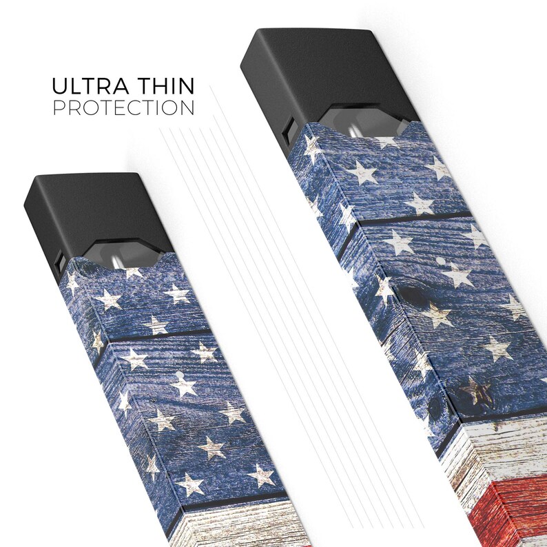 Device Not Included Premium Skin Wrap Decal for the PAX JUUL Protective Sticker Accessory Wooden Grungy American Flag