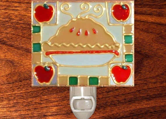 Stained Glass Apple Pie Night Light Plug In Wall Unique Etsy