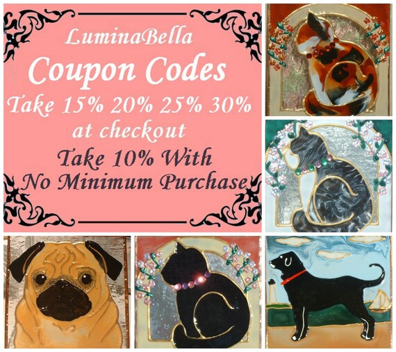 Stain Glass Dog Cat Night Lights Coupon 10 To 20 Discount Etsy