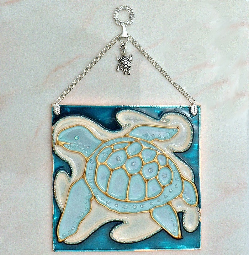 Stained Glass Sea Turtle Night Light Plug in Wall. Unique Etsy